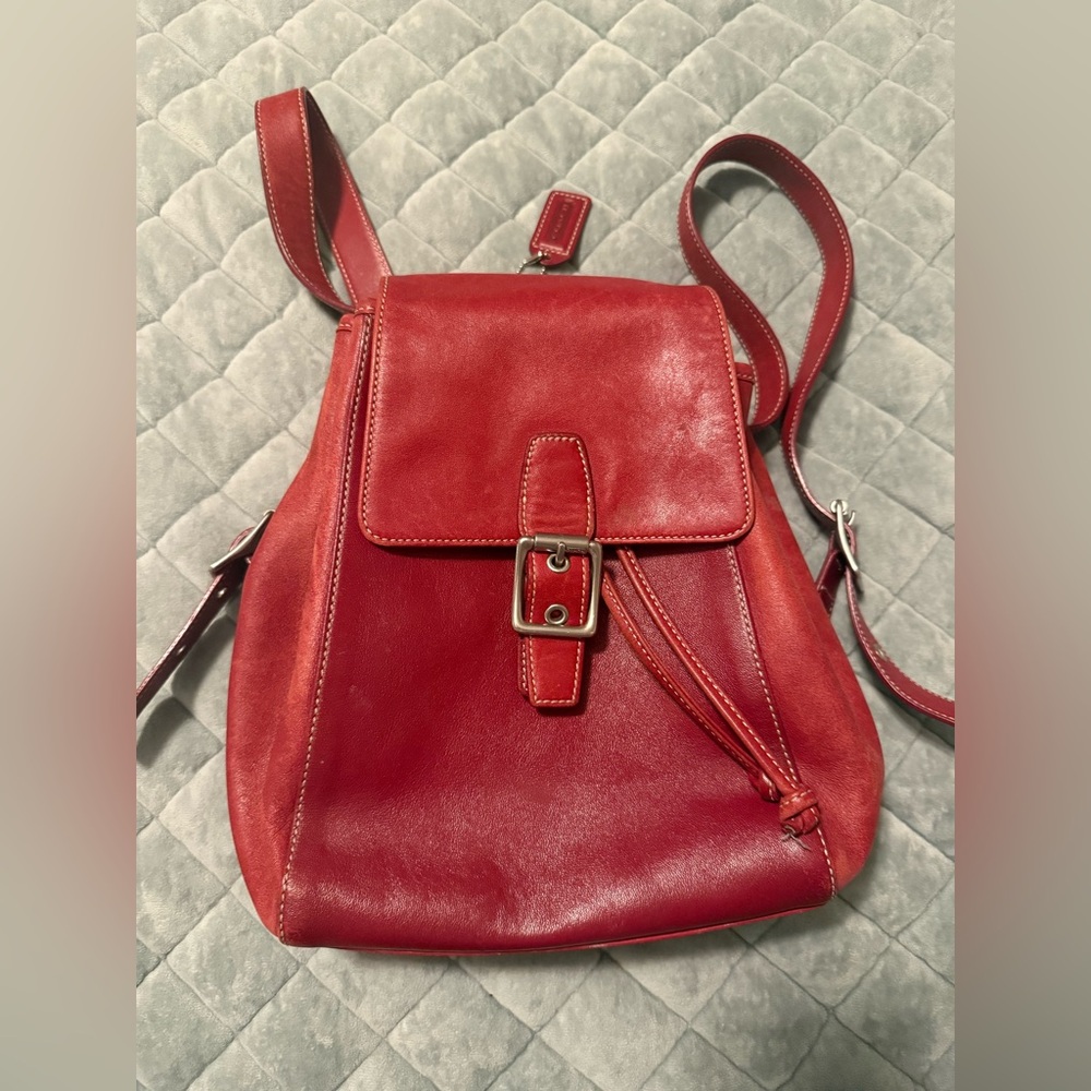 Coach vintage  Red Leather Convertible Backpack 9569
